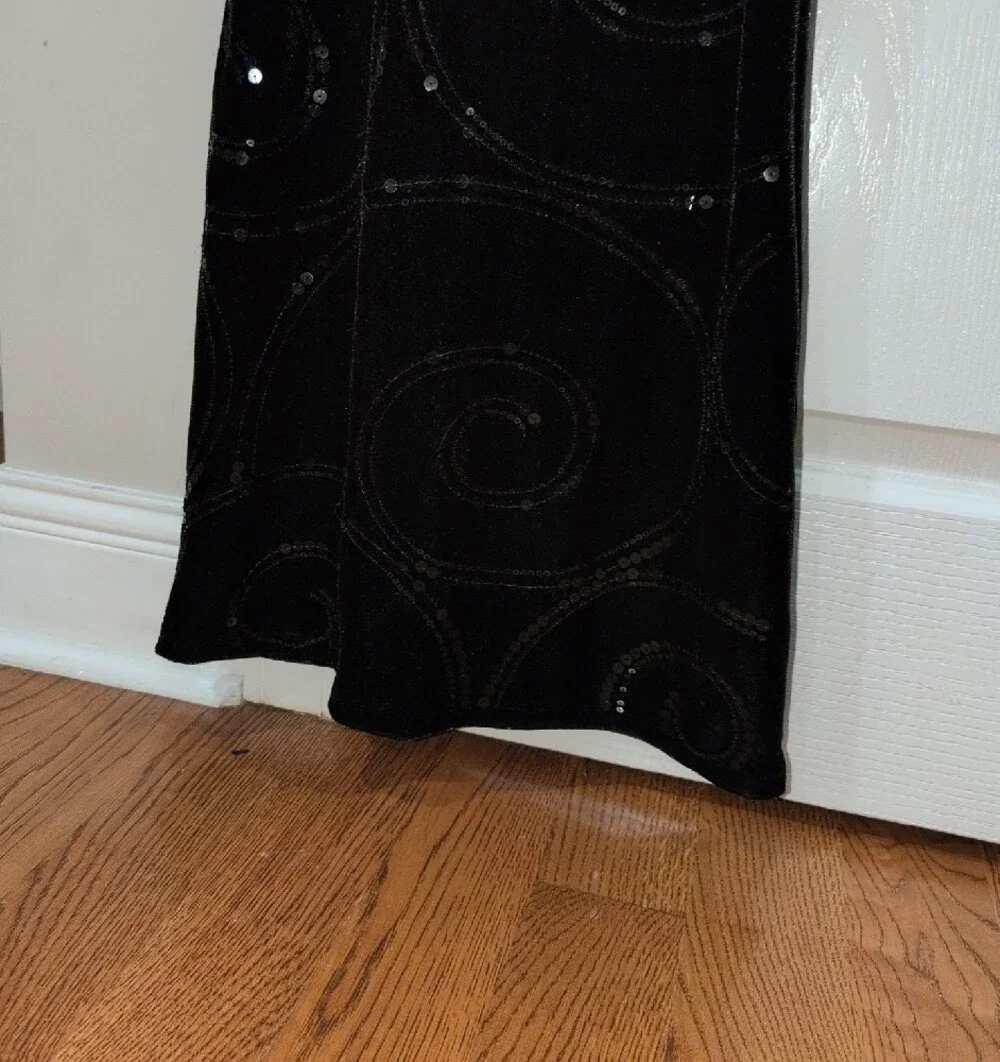 Girl's Black Sequin Swirl Velvet Sleeveless Dress
